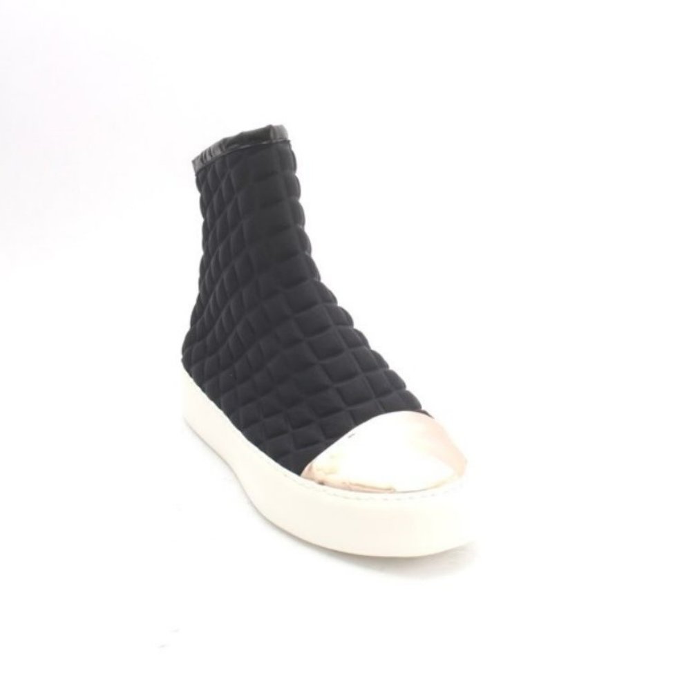 ITALIAN Black Gold / Fabric Leather Zip Ankle Boot